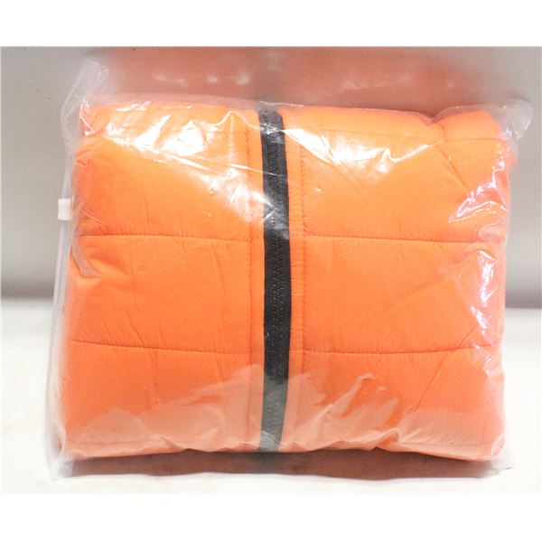 NEW- LARGE ORANGE DOG COAT.