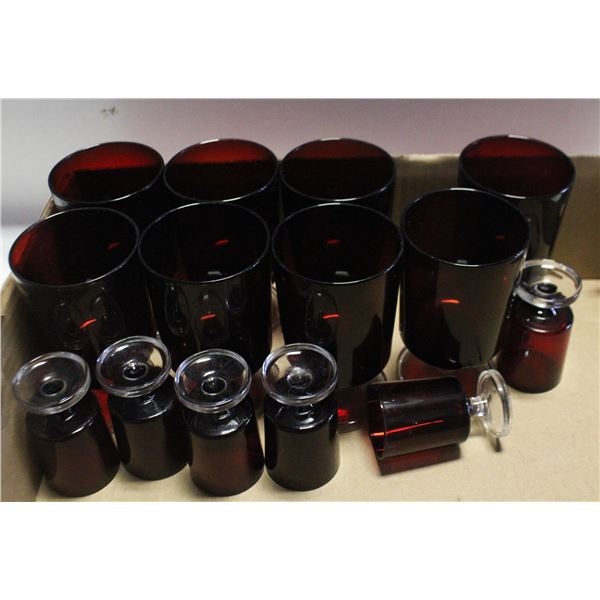 14 VINTAGE LUMINARC "CAVALIER" RUBY RED