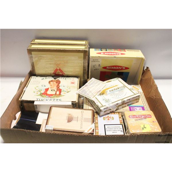 FLAT OF CIGAR BOXES + TINS