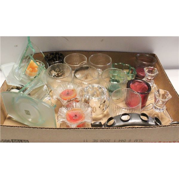 (19) GLASS + CAT CANDLE HOLDERS