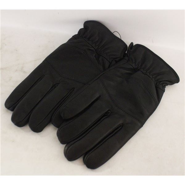 NEW- LARGE GENUINE LEATHER GLOVE. BLACK.