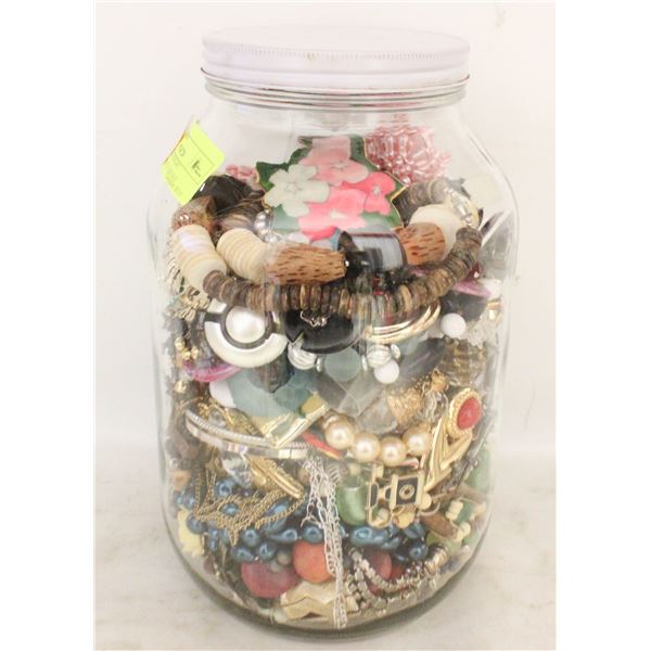 LARGE JAR OF JEWELRY PREDOMINANTLY VINTAGE