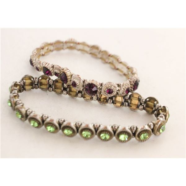 2 VINTAGE RHINESTONE BRACELETS