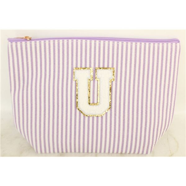 NEW- PURPLE AND WHITE PURSE.