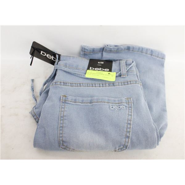 NEW WOMENS SZ 6 BEBE JEANS - TIE SKINNY JEAN (28L)