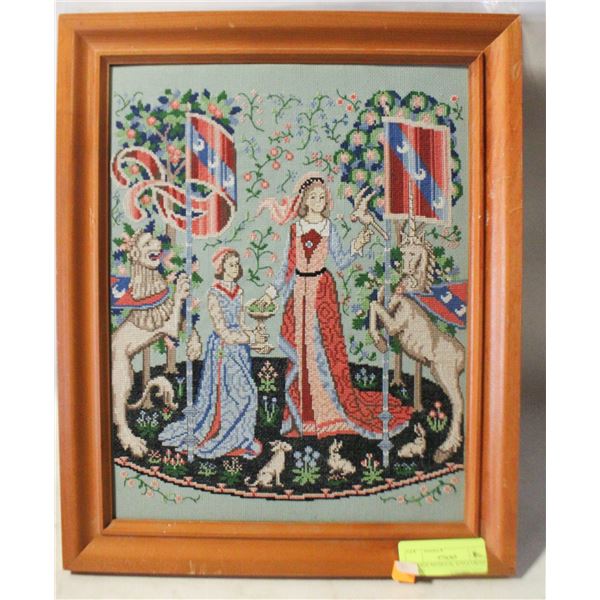 VINTAGE MEDIEVAL STYLE CROSS STITCH