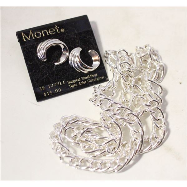 MONET EARRINGS NEW + ESTATE CHAIN