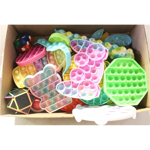 BIN OF KIDS POP IT AND FIDGET TOYS