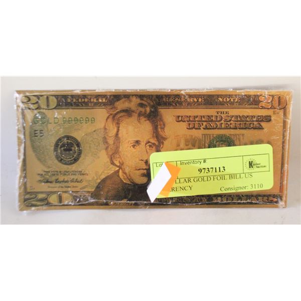 20 DOLLAR GOLD FOIL BILL US CURRENCY