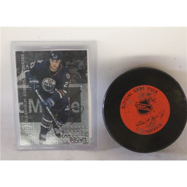ESTATE AUTOGRAPHED SEAN BROWN HOCKEY PUCK