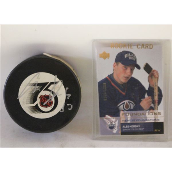 ESTATE AUTOGRAPHED ALES HEMSKY HOCKEY PUCK