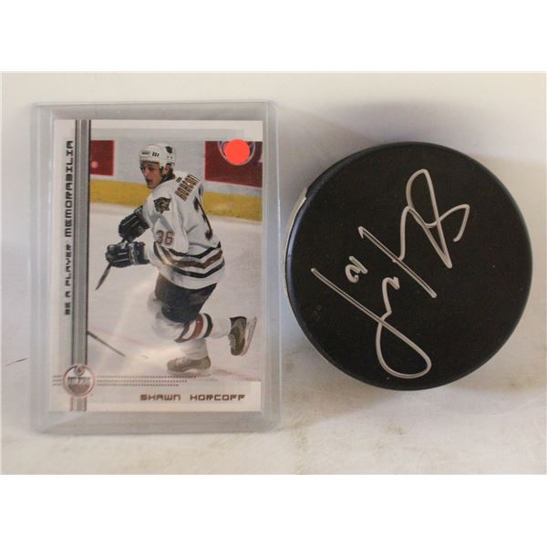 ESTATE AUTOGRAPHED SHAWN HORCOFF HOCKEY PUCK