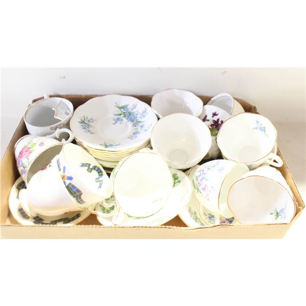13 VINTAGE TEA CUPS AND SAUCERS NO CHIPS