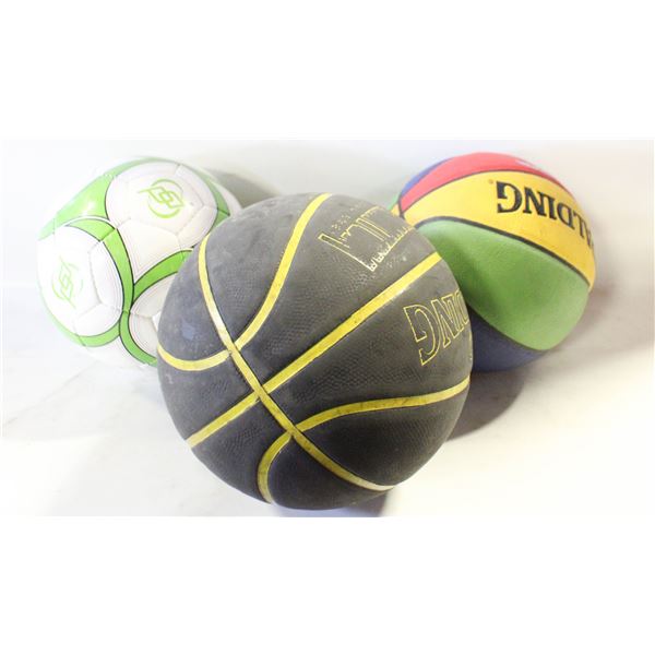 2 SPALDING BASKETBALLS + STERLING SOCCER