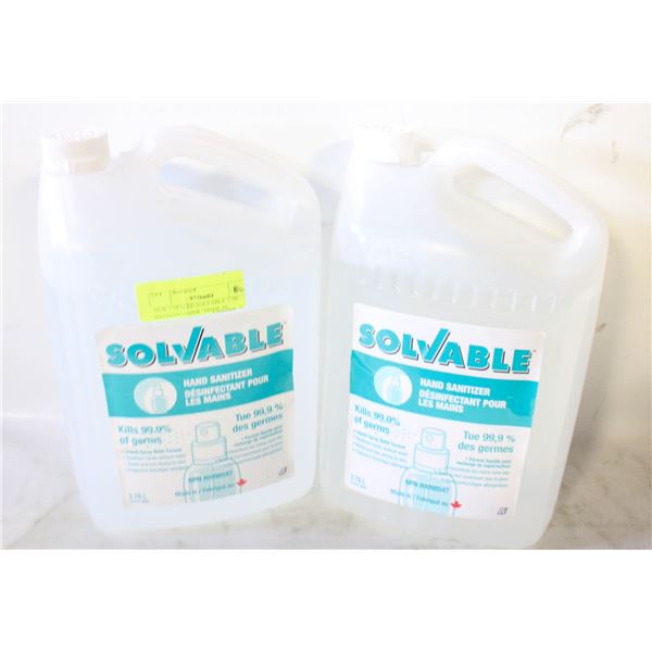 NEW 2 SEALED SOLVABLE 3.78L HAND SANTIZER "MADE IN