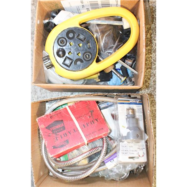 TWO BOXES OF ASORTED PUMBING AND ELECTRICAL