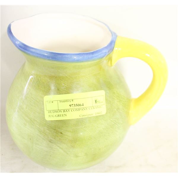 HUDSON BAY COMPANY CERAMIC JUG GREEN