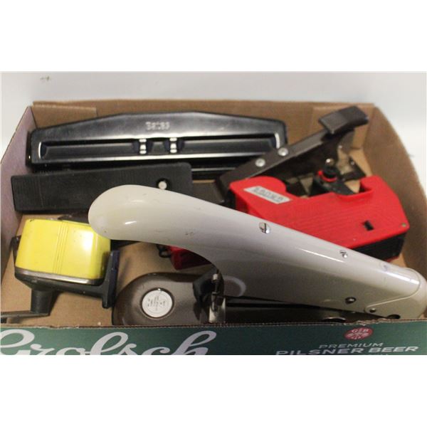 BOX OF ASSORTED OFFICE EQUIPMENT &
