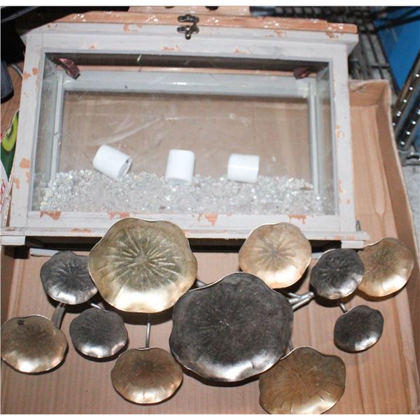 OUTDOOR WOOD & GLASS TEALIGHT DISPLAY &