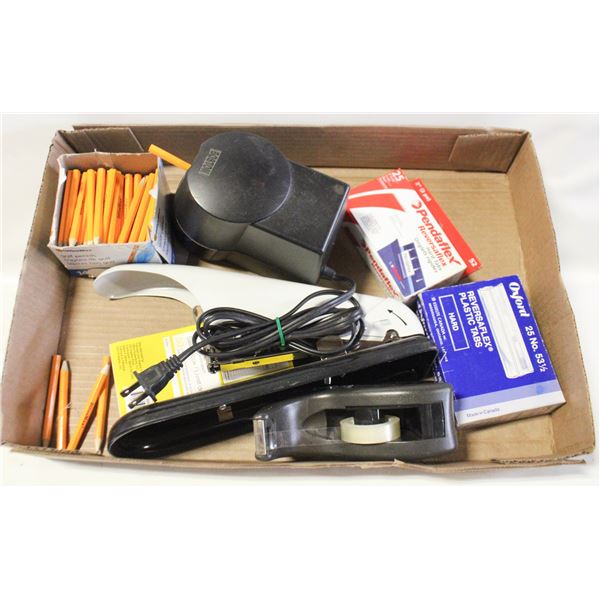 BOX OF STAPLER.SHARPENER,TAPE,BOX OF