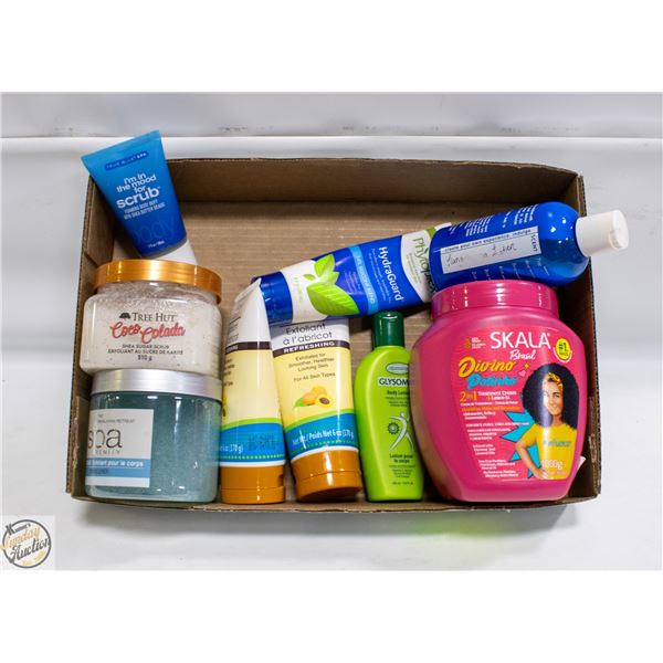 FLAT OF VARIOUS BATH PRODUCTS ETC