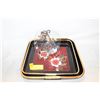 Image 1 : ORIENTAL TRAYS + GLASS DECOR PLATE