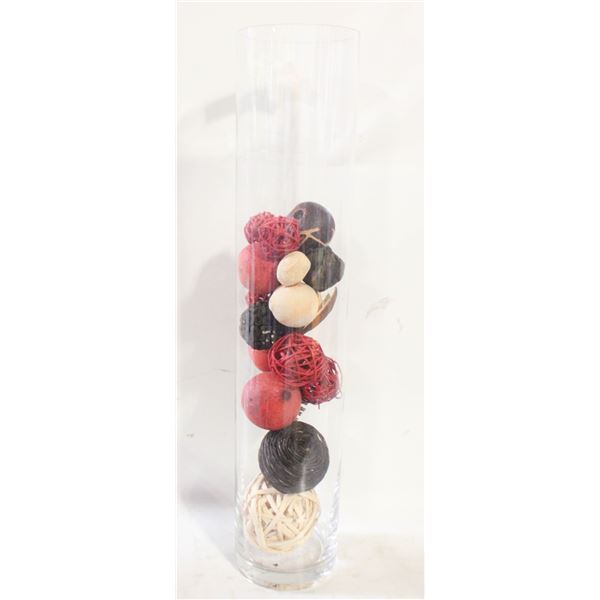 TALL GLASS CYLINDER VASE 24’’X5’’