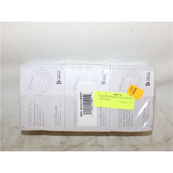 3 ROLLS PRINTER STICKER PAPER FOR LABLE