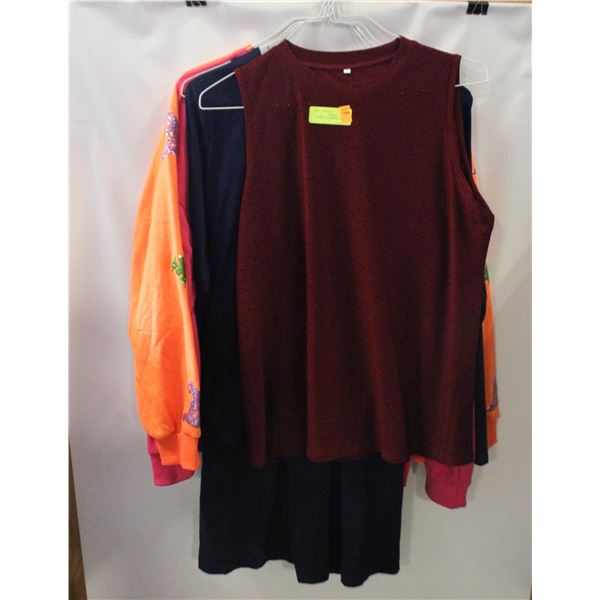 5 WOMEN’S XL DRESSES & SHIRTS.