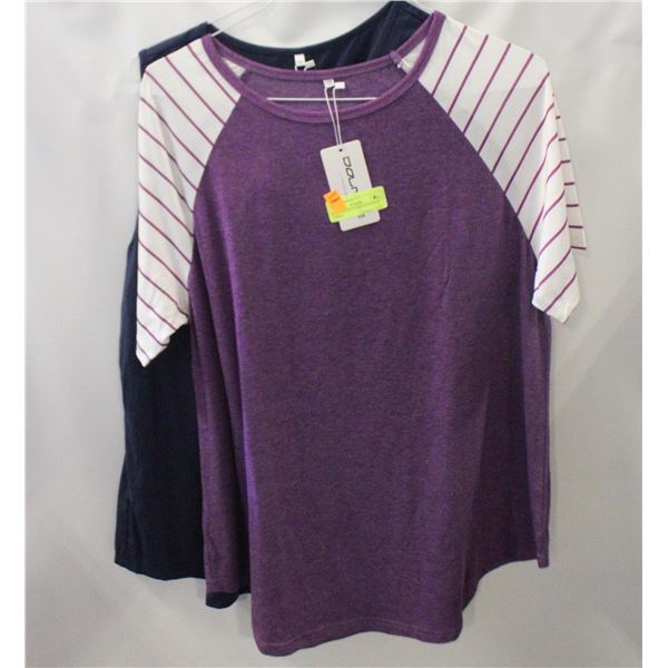 NEW- 16W BLUE SHIRT & PURPLE T-SHIRT.