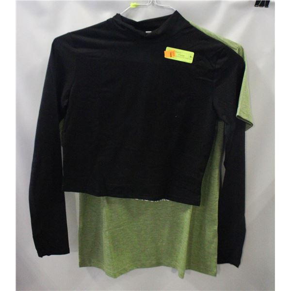 NEW- MEDIUM BLACK CROP TOP AND GREEN