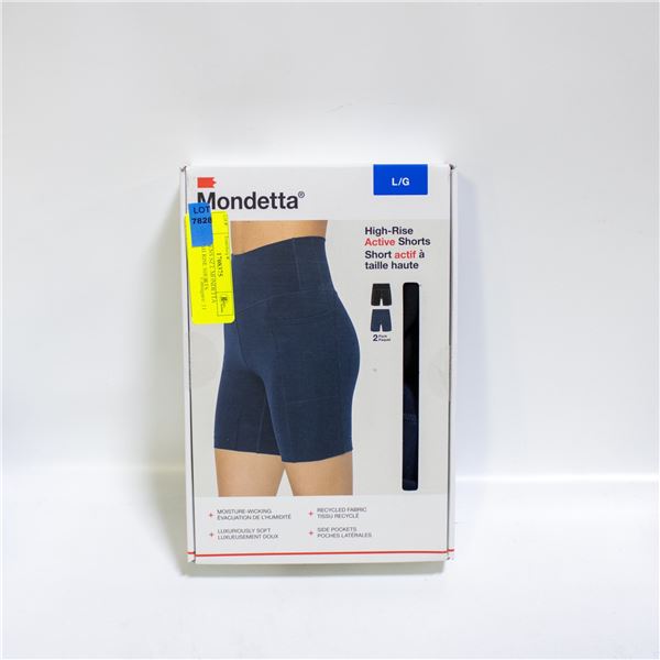 NEW WOMENS SZ L MONDETTA 2-PACK HIGH RISE SHORTS