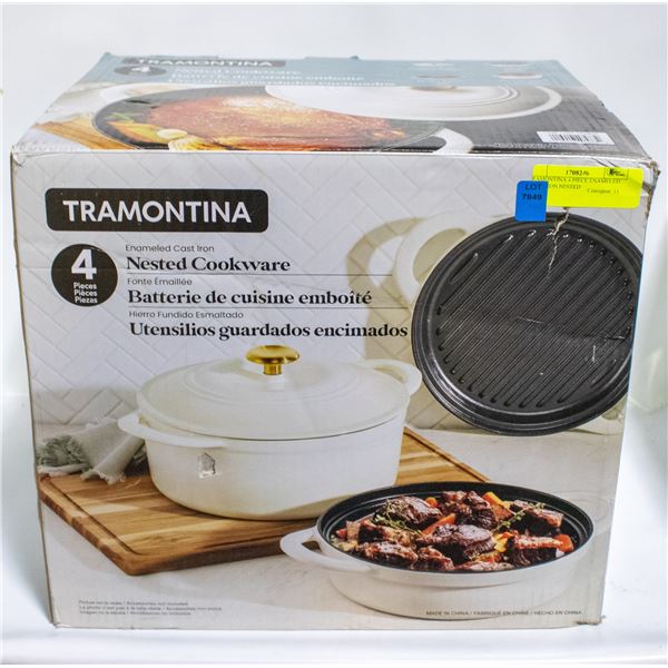 TRAMONTINA 4 PIECE ENAMELED CAST IRON NESTED