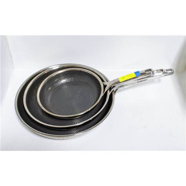 GREENPAN SET OF 3 SPECTRA FRYING PANS/SKILLETS