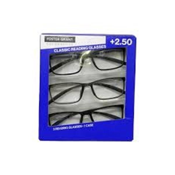 3 PACK OF FOSTER GRANT +2.50 READING GLASSES WITH