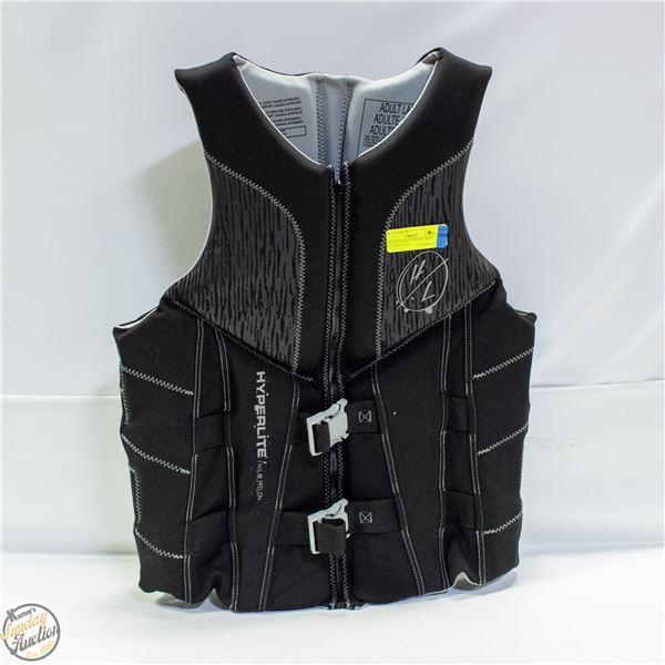 BLACK HYPERLITE MENS LARGE LIFE VEST, P.F.D.