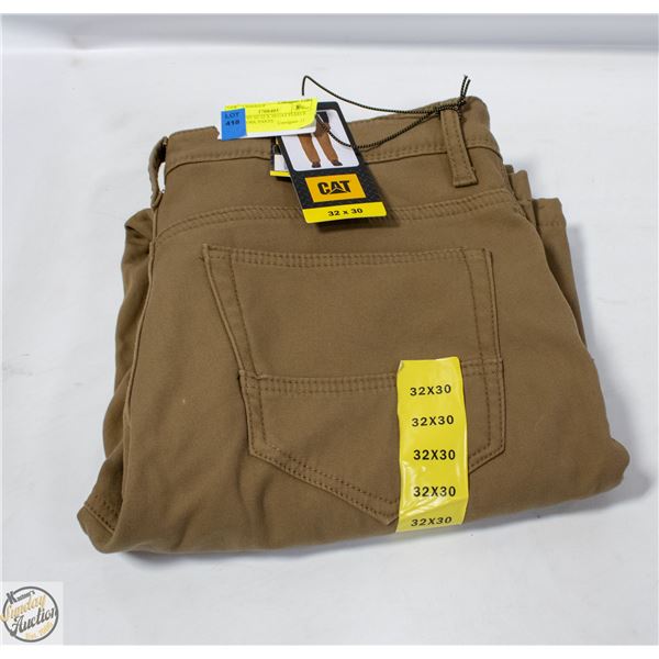 NEW MENS SZ 32 X 30 CAT FLEECE LINED WORK PANTS
