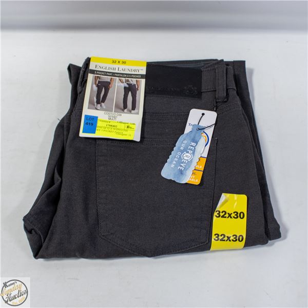 NEW MENS SZ 32 X 30 ENGLISH LAUNDRY 5 POCKET PANTS