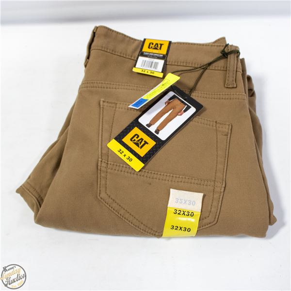NEW MENS SZ 32 X 30 CAT FLEECE LINED WORK PANTS