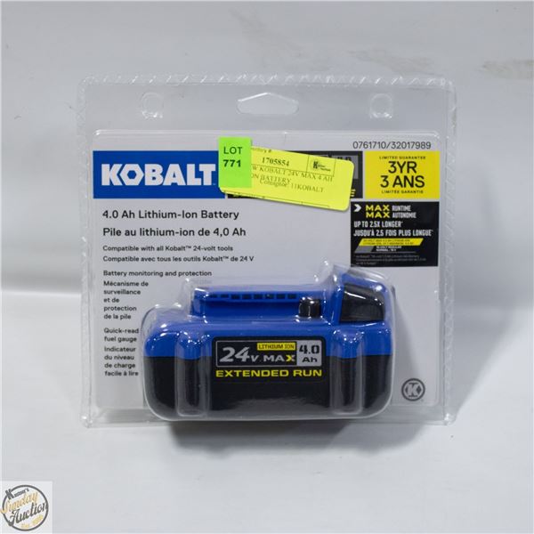 BRAND NEW KOBALT 24V MAX 4 AH 24-VOLT LITHIUM-ION