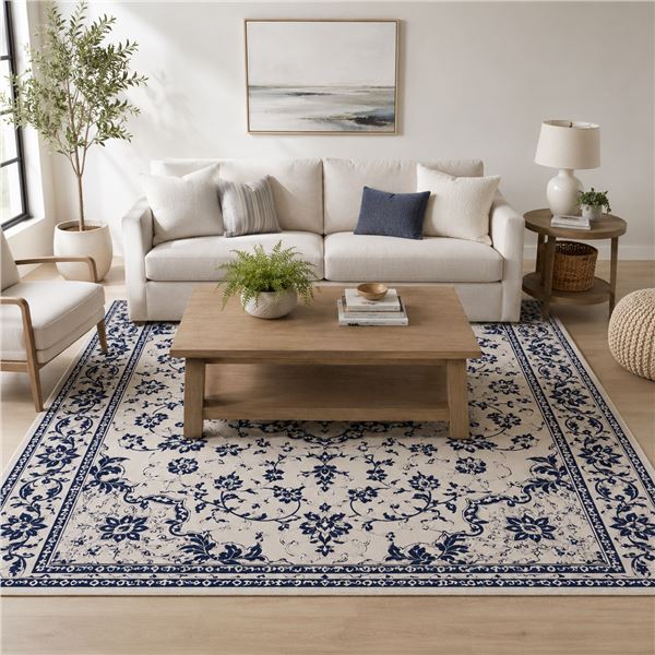 NEW WITH BOX RUGGABLE 8 X 10' AREA RUG - WASHABLE