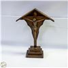 Image 1 : COPPER AND WOOD RELIGIOUS ARTIFACT H-12"