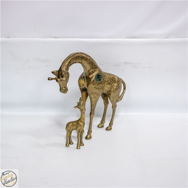 VINTAGE 2 BRASS HEAVY GIRAFFES