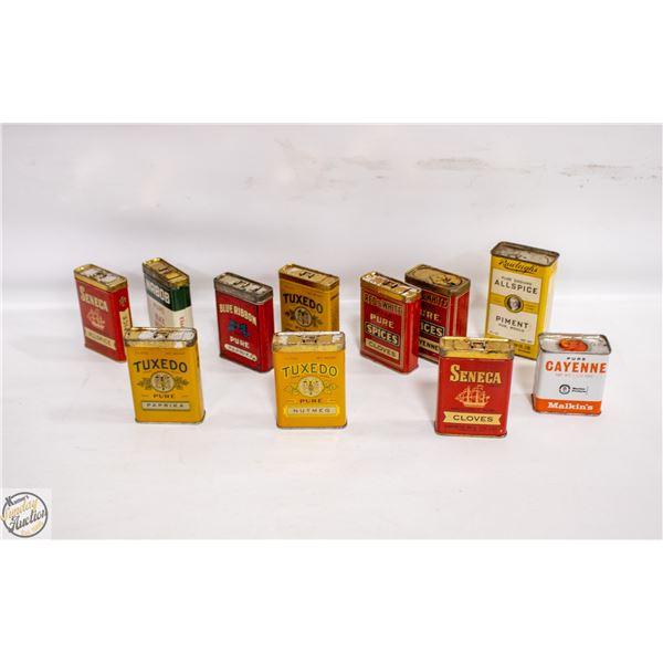 VINTAGE 11 ADVERTISING SPICE TINS