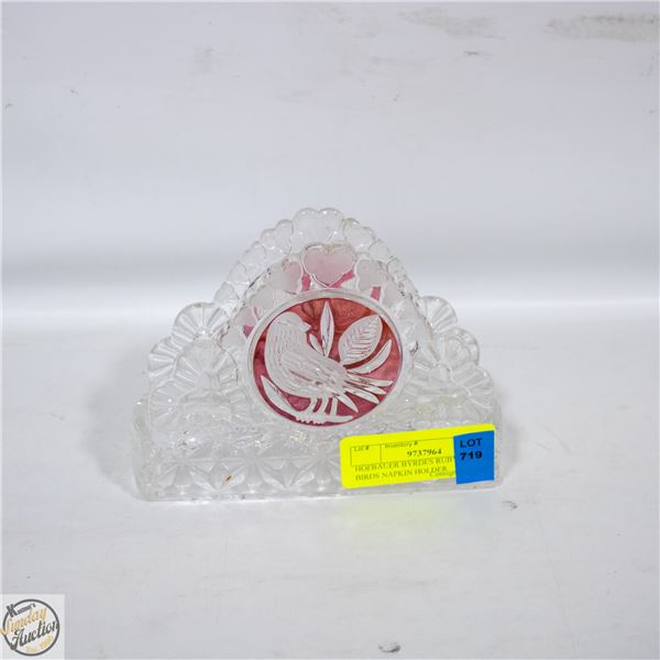 HOFBAUER BYRDES RUBY CRYSTAL BIRDS NAPKIN HOLDER