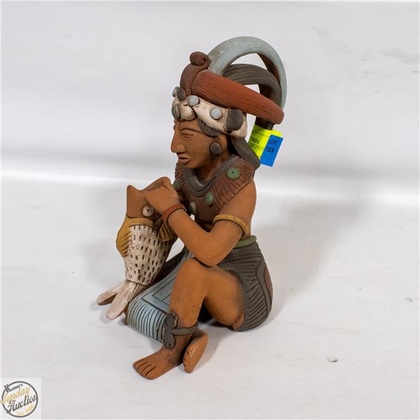 MEXICAN REDWARE FISHERMAN FIGURINE