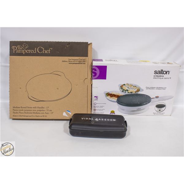 CREPE MAKER /ROUND BAKING STONE/HAIRCUT KIT