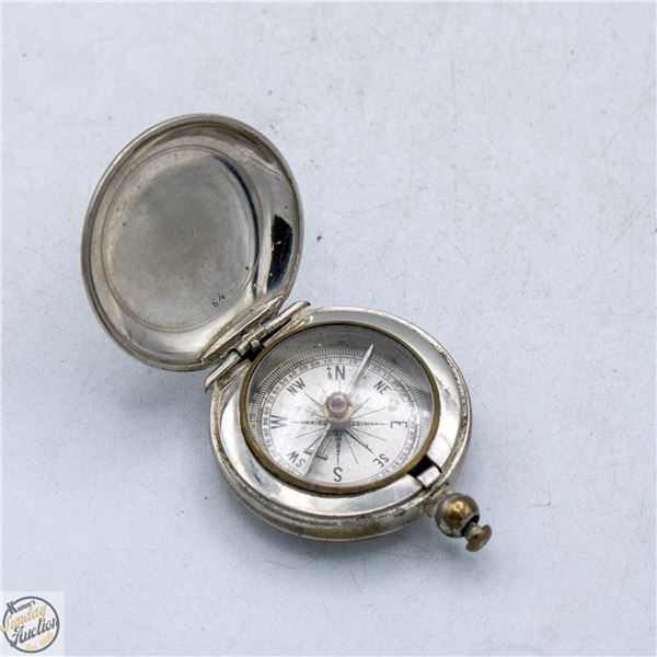 ANTIQUE POCKET COMPASS IN CASE, WORKING