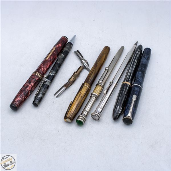 OLD LOT OF VARIOUS FOUNTAIN PENS & MECH. PENCILS