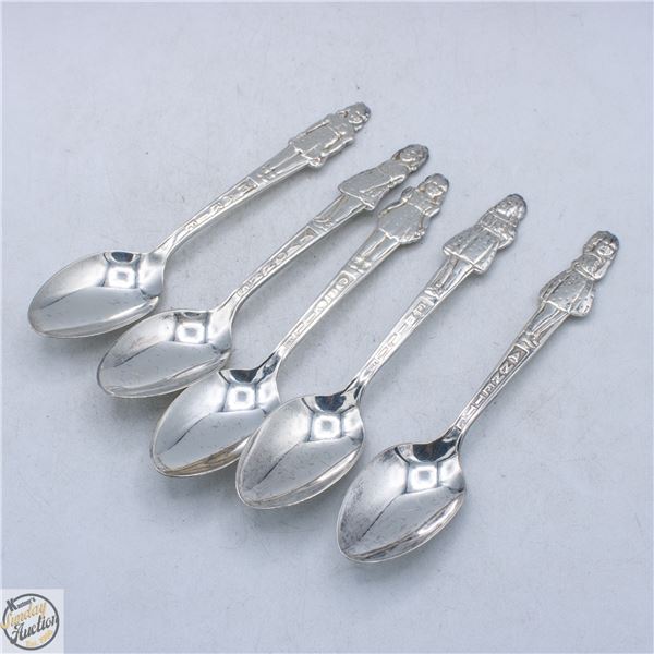 OLD LOT OF 5 DIONNE QUINTUPLETS NAME SPOONS